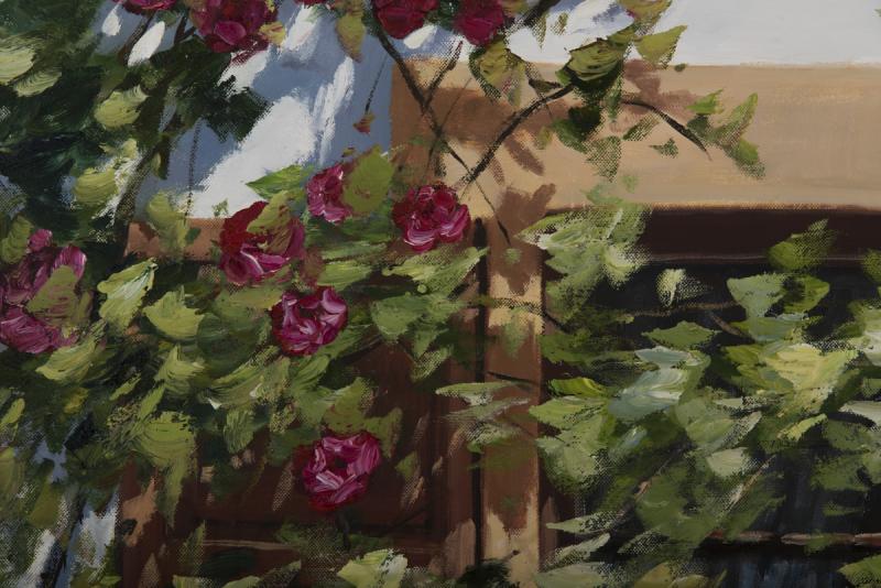 Rosen am Fenster guenther fruehmesser Öl auf Leinwand Detailbild